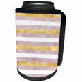 3dRose PS Glam - Image of Gold White Pink Glam Stripes - Can Cooler Bottle Wrap (cc_274270)