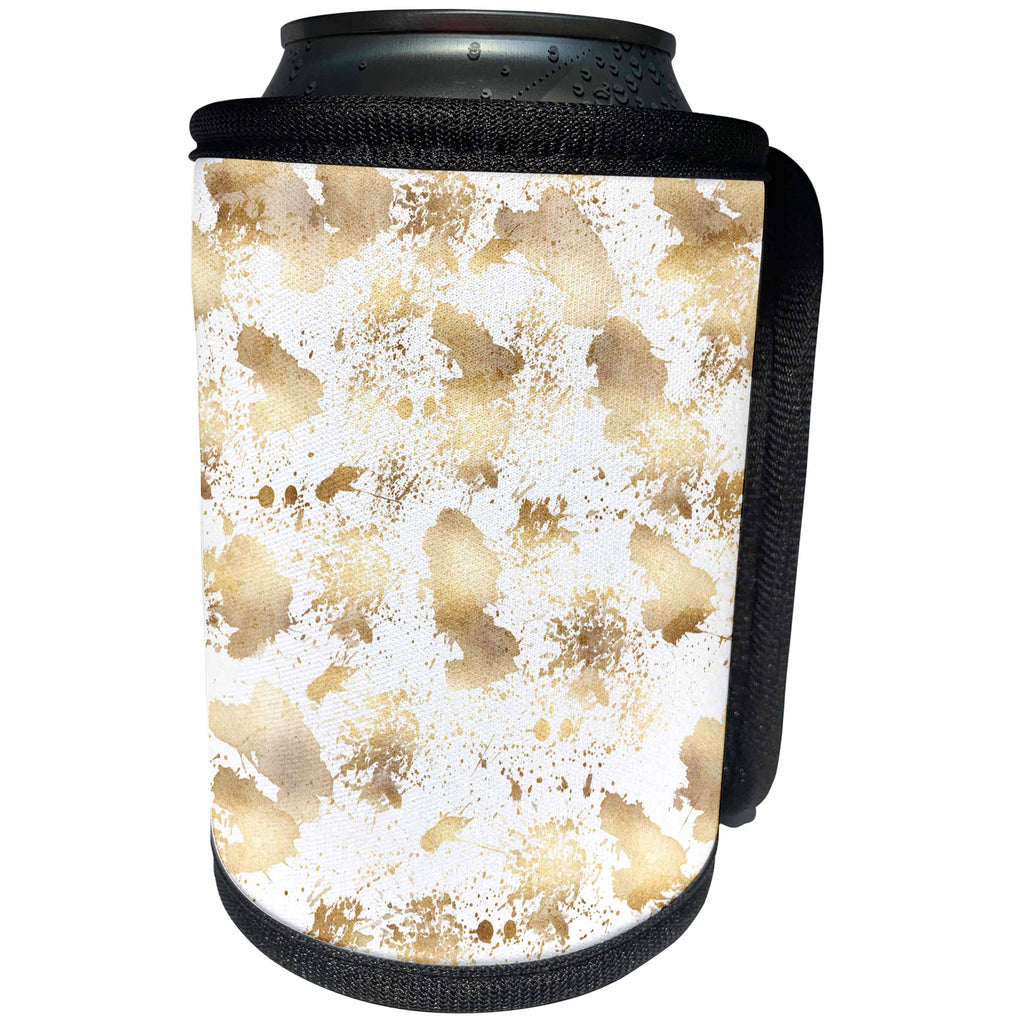 3dRose PS Glam - Image of Abstract Gold and White Splashes - Can Cooler Bottle Wrap (cc_274275)