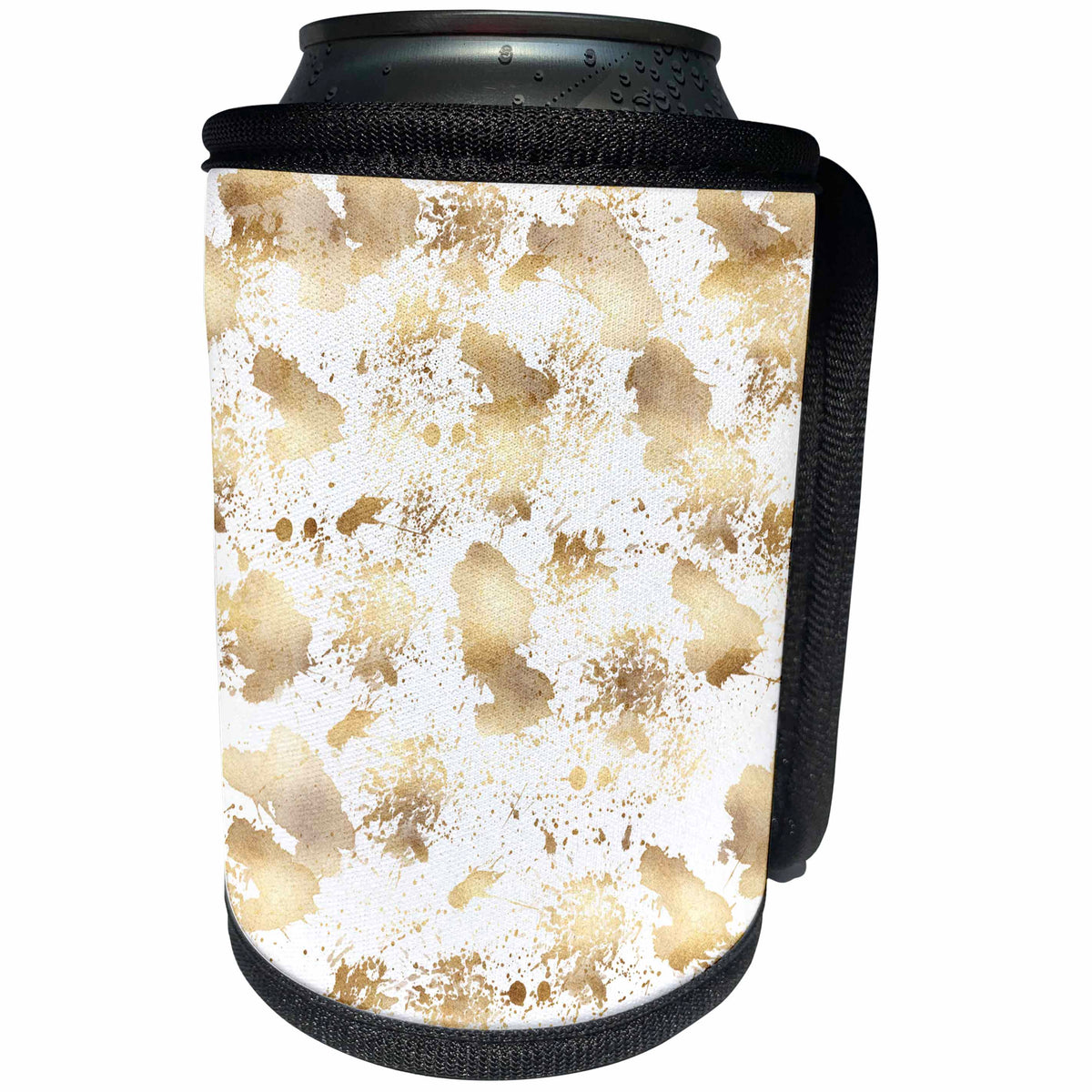 3dRose PS Glam - Image of Abstract Gold and White Splashes - Can Cooler Bottle Wrap (cc_274275)