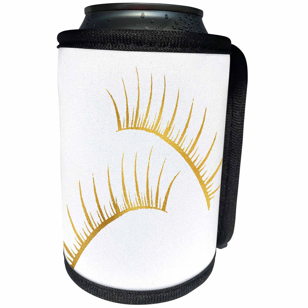 3dRose PS Glam - Image of Glitzy Glam Gold Girly Eyelashes - Can Cooler Bottle Wrap (cc_274276)