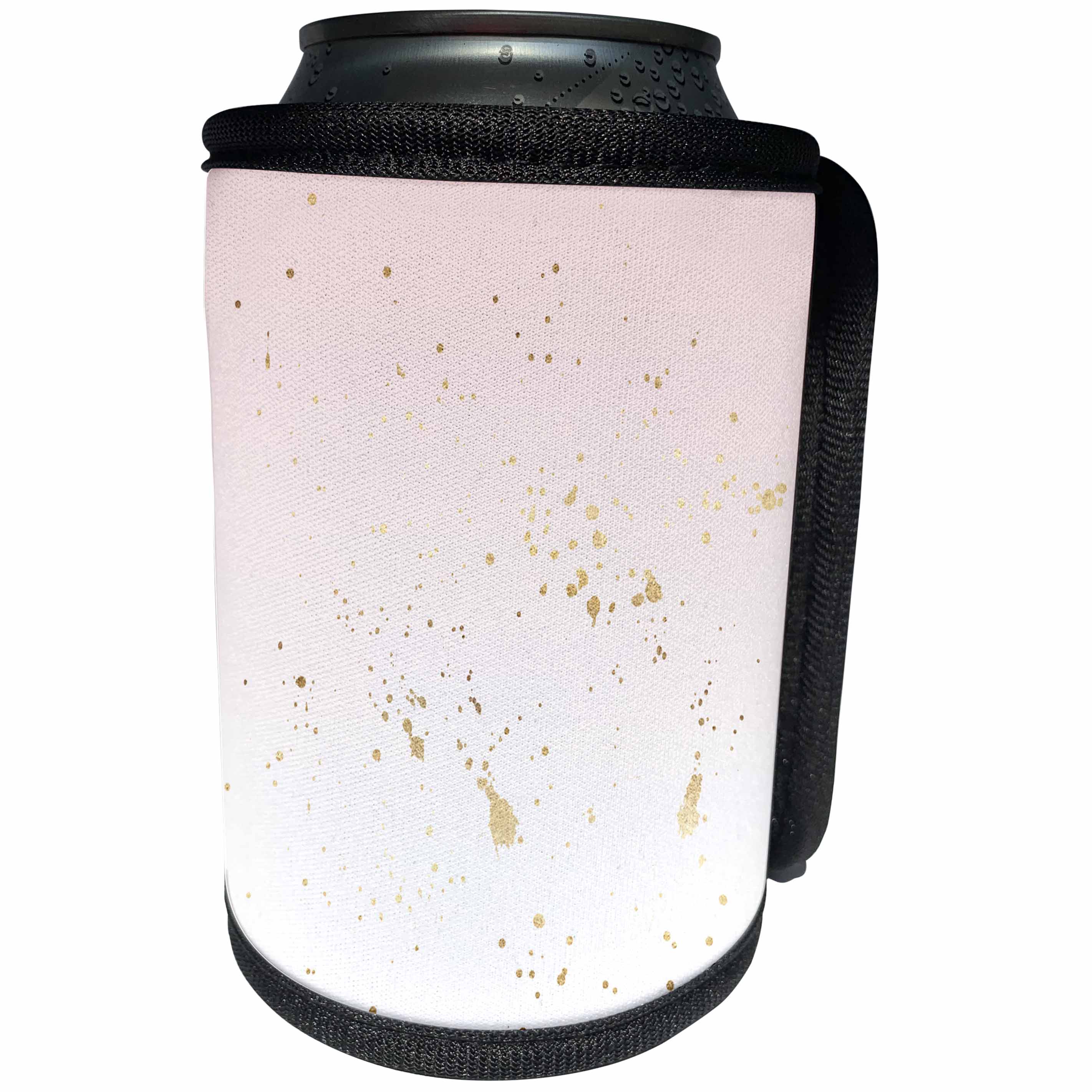 3dRose PS Chic - Image of Blush Pink Ombre Gold Abstract - Can Cooler Bottle Wrap (cc_274277)