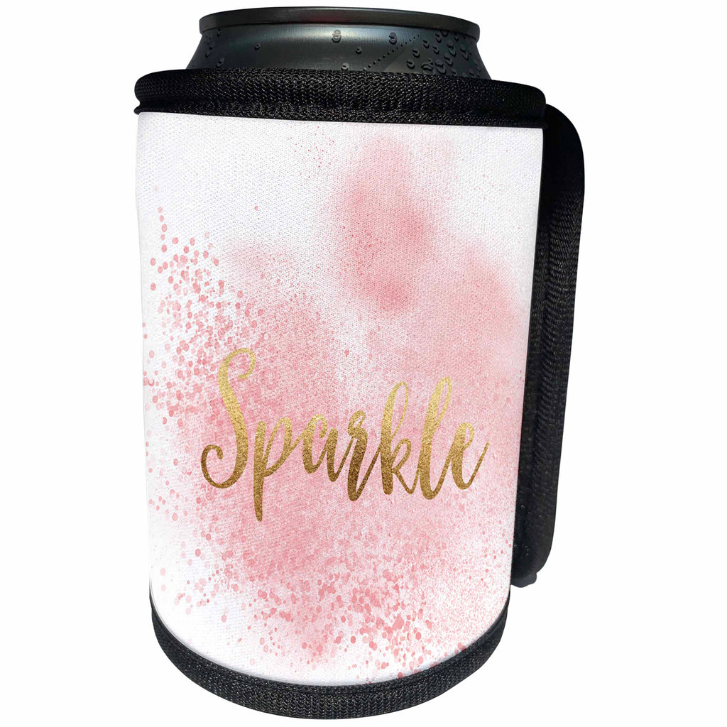 3dRose PS Glam - Image of Glitzy Pink Gold Sparkle Quote - Can Cooler Bottle Wrap (cc_274284)