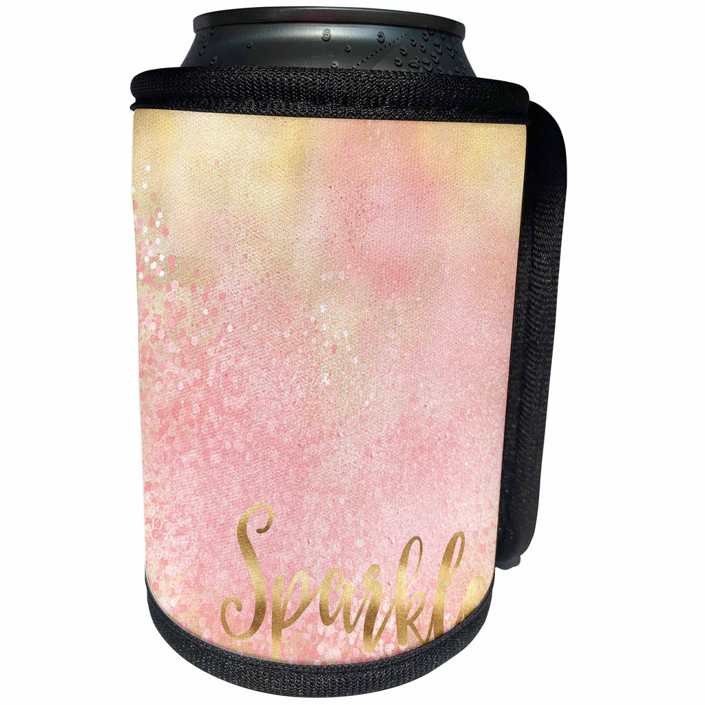 3dRose PS Glam - Image of Sparkle Gold Pink Glitz - Can Cooler Bottle Wrap (cc_274286)