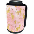 3dRose PS Animals - Image of Gold Believe Magical Inspirational Pink Blush Glitz Unicorns - Can Cooler Bottle Wrap (cc_274291)