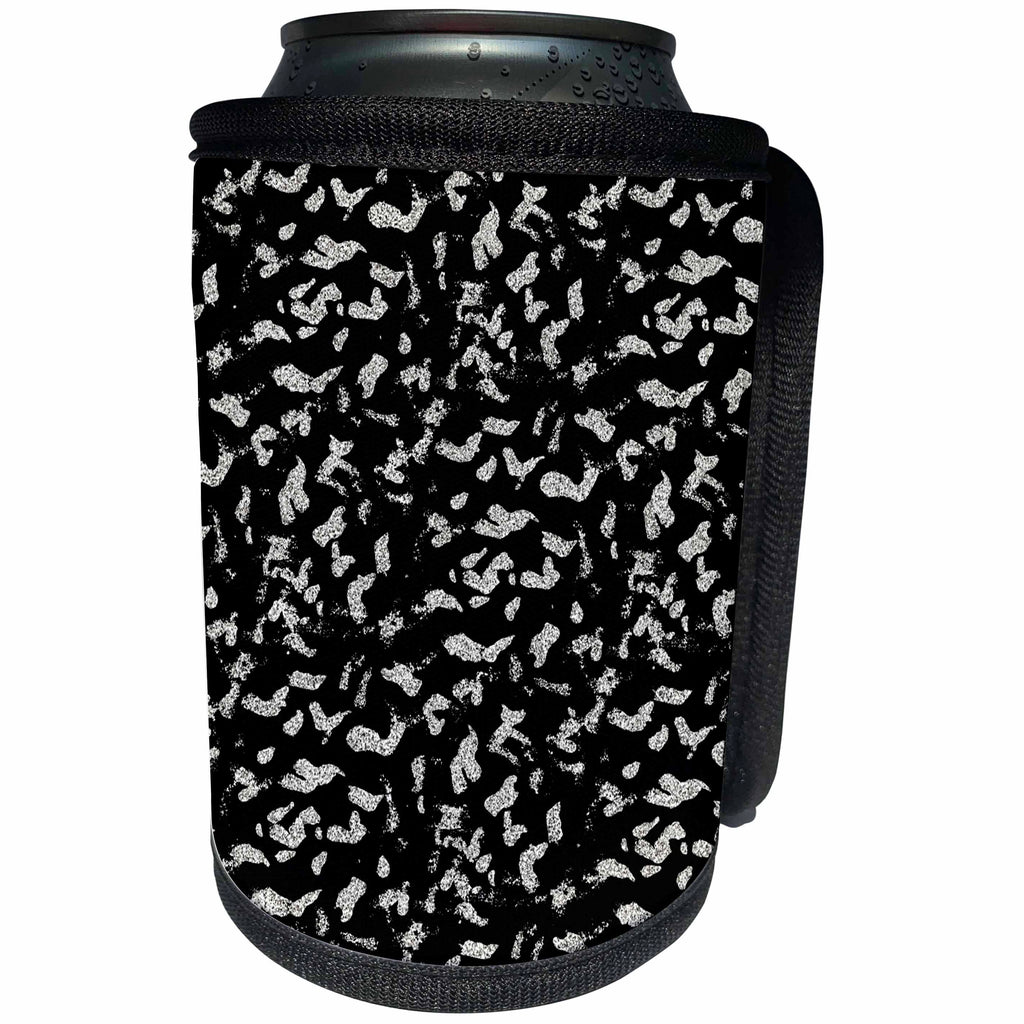 3dRose PS Chic - Image of Black Silver Glitzy Animal Print Abstract - Can Cooler Bottle Wrap (cc_274304)