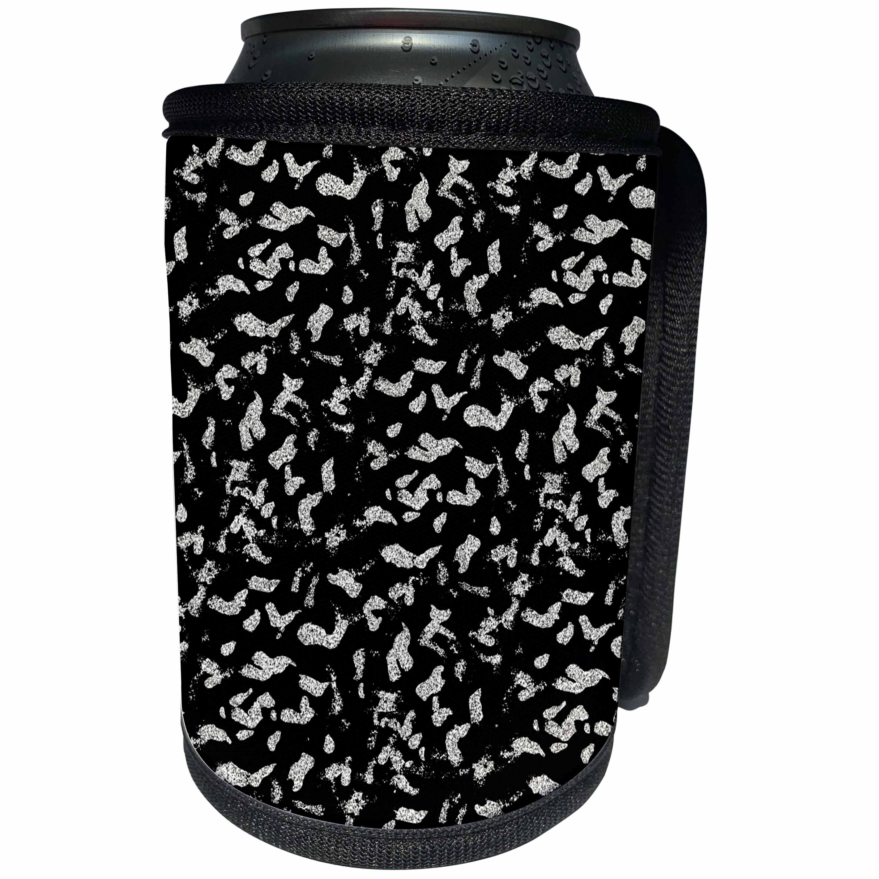 3dRose PS Chic - Image of Black Silver Glitzy Animal Print Abstract - Can Cooler Bottle Wrap (cc_274304)