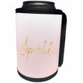 3dRose PS Inspiration - Image of Blush Pink Ombre Gold Sparkle Quote - Can Cooler Bottle Wrap (cc_274311)