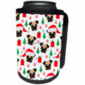 3dRose Janna Salak Designs Dogs - Santa Pug Christmas Pattern - Can Cooler Bottle Wrap (cc_274313)