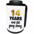 3dRose Janna Salak Designs Anniversary - 14 Year Still Going Strong Fourteenth 14th Wedding Anniversary Gift - Can Cooler Bottle Wrap (cc_274357)