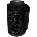 3dRose Beverly Turner Graduation Design - Drawn Cap and Diploma, Stars Curly Designs, Class of 2018 White Black - Can Cooler Bottle Wrap (cc_274398)
