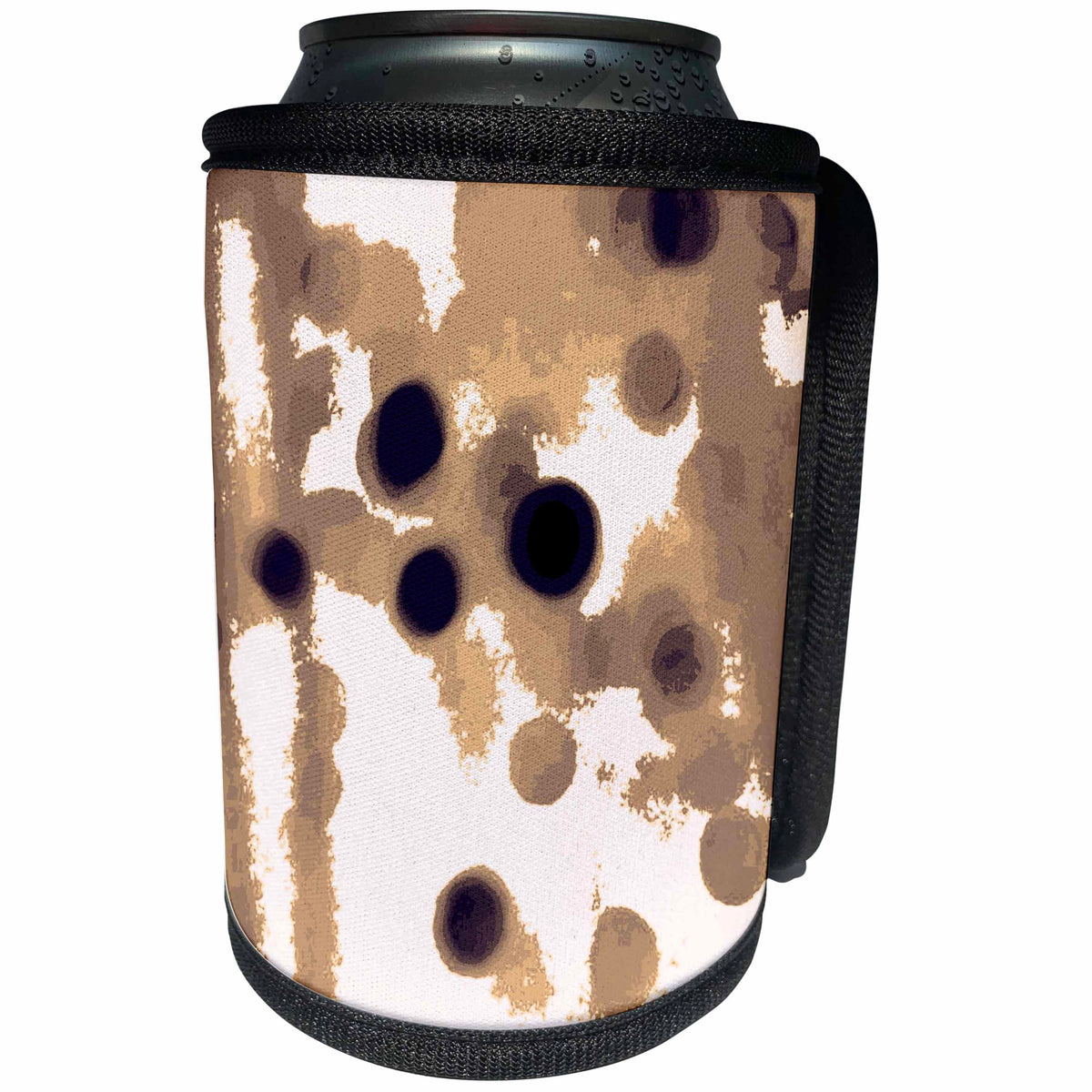 3dRose Patricia Sanders Creations - Chocolate Coffee and Cream Dots Abstract - Can Cooler Bottle Wrap (cc_27440)