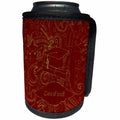3dRose Beverly Turner Graduation Design - Drawn Cap Diploma, Stars Curly Designs, Class of 2018 Non Metallic Gold Red - Can Cooler Bottle Wrap (cc_274401)