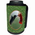 3dRose Beverly Turner Bird Photography - Hummingbird at Feeder in Round, Birds on Branches, Green - Can Cooler Bottle Wrap (cc_274408)