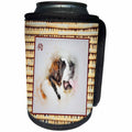 3dRose Beverly Turner Chinese New Year Design - Saint Bernard on Realistic Bamboo Look,Sign of the Dog in Chinese - Can Cooler Bottle Wrap (cc_274438)