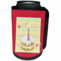 3dRose Beverly Turner Birthday Design - One Candles on Cake, Happy Birthday on Flag from Candle to Candle - Can Cooler Bottle Wrap (cc_274471)