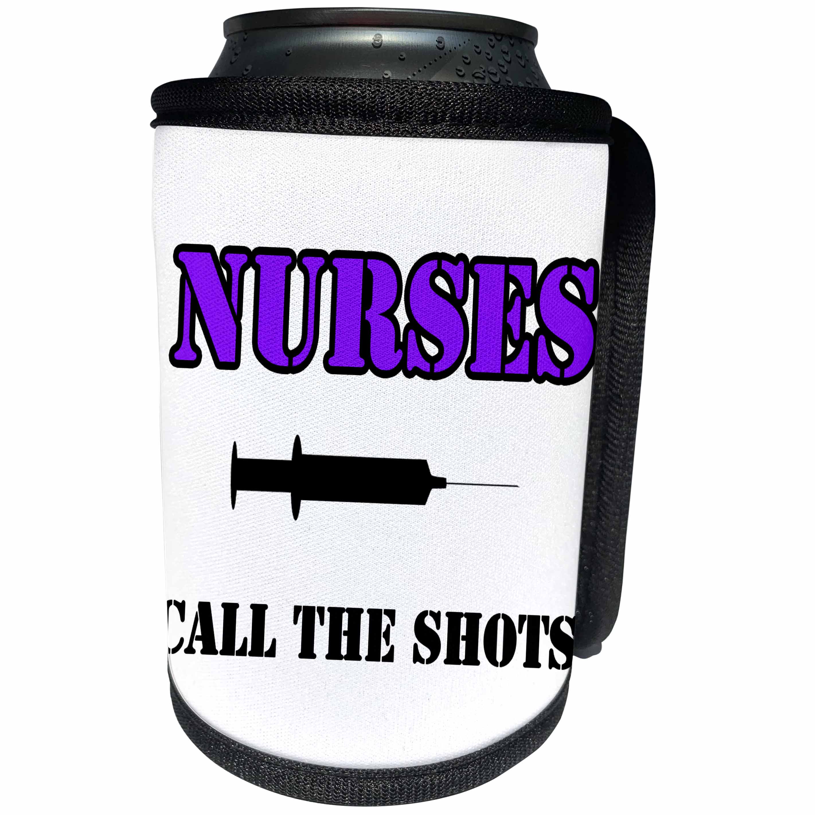 3dRose Nursing - Nurses Call The Shots Purple - Can Cooler Bottle Wrap (cc_274499)