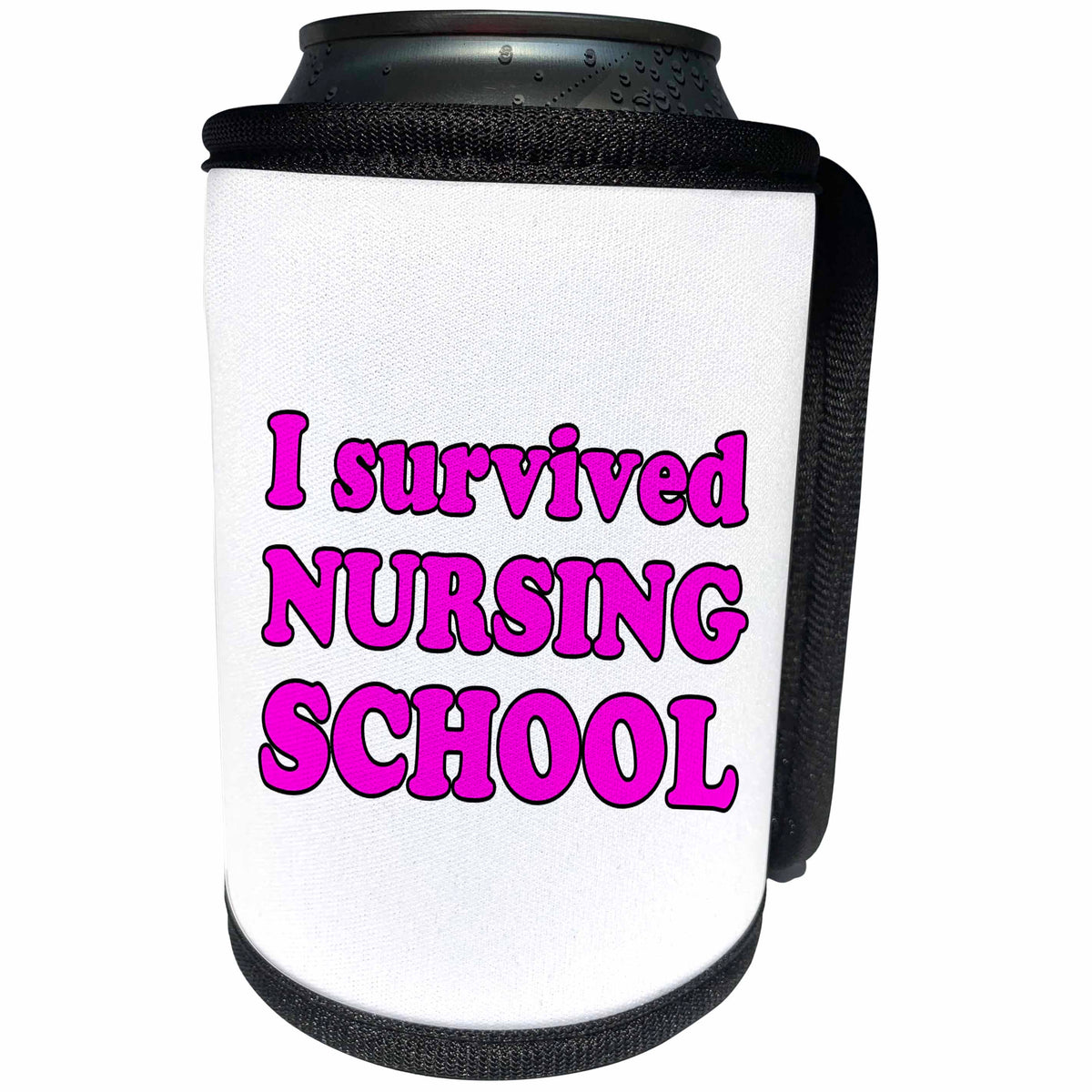 3dRose Student Humor - I Survived Nursing School Pink - Can Cooler Bottle Wrap (cc_274519)