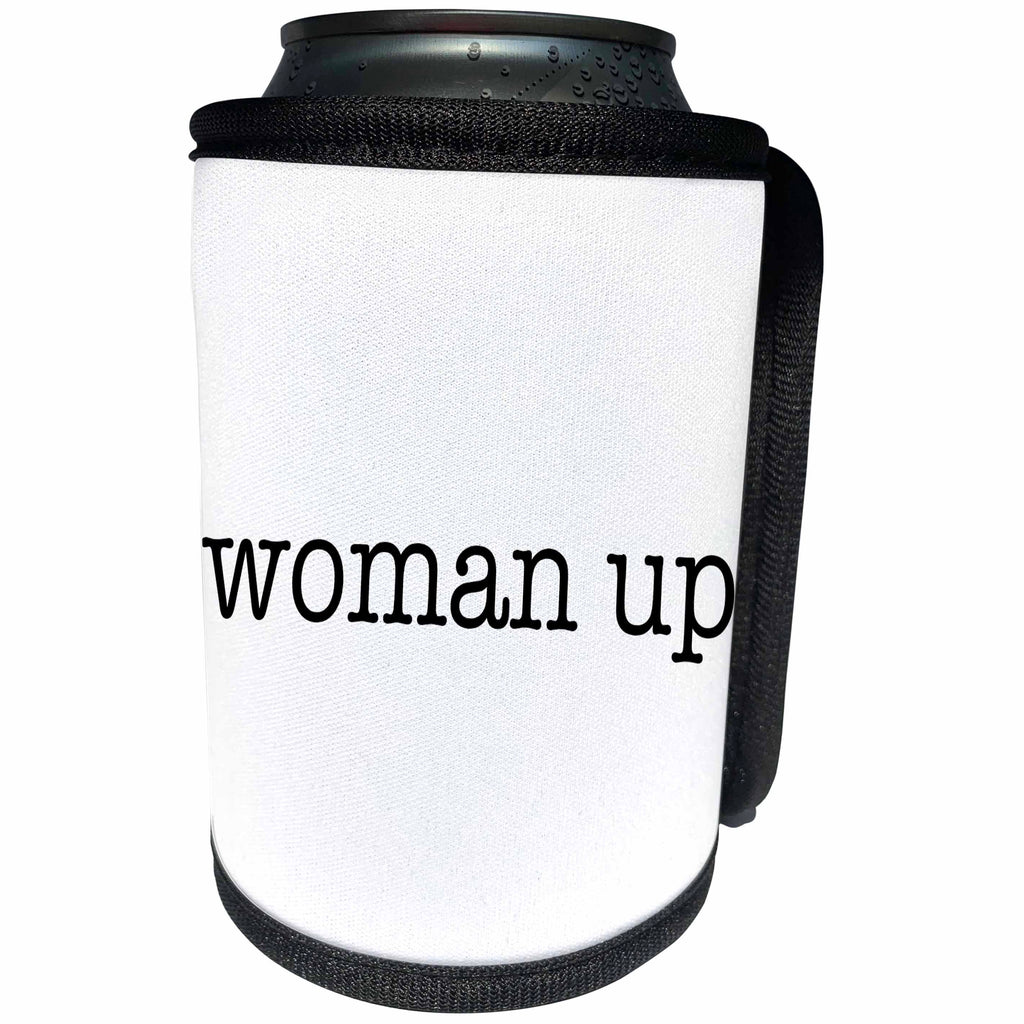 3dRose Feminism - Woman Up Black - Can Cooler Bottle Wrap (cc_274525)