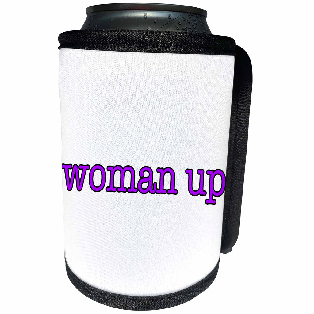 3dRose Feminism - Woman Up Purple - Can Cooler Bottle Wrap (cc_274528)