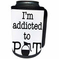 3dRose Coffee Lovers - Im Addicted To Pot Black - Can Cooler Bottle Wrap (cc_274545)