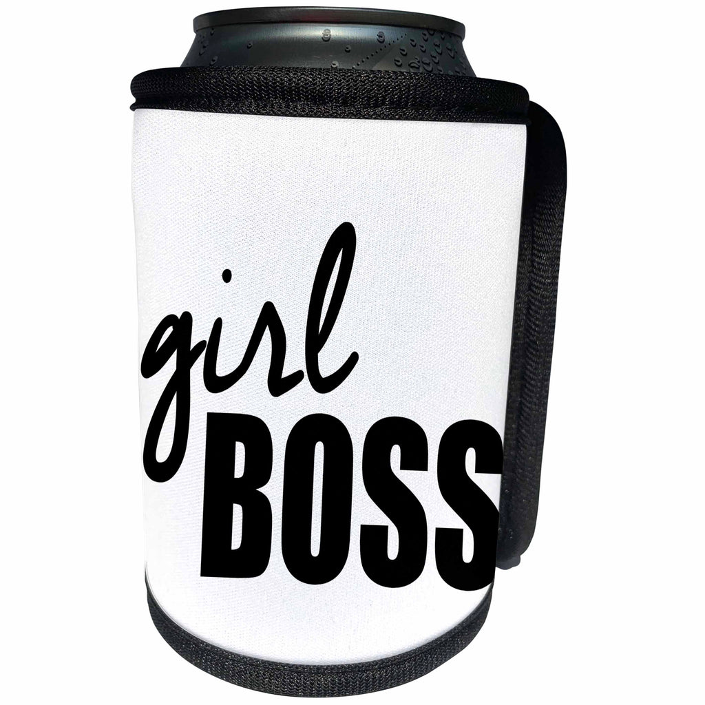 3dRose Office Humor - Girl Boss Black - Can Cooler Bottle Wrap (cc_274550)