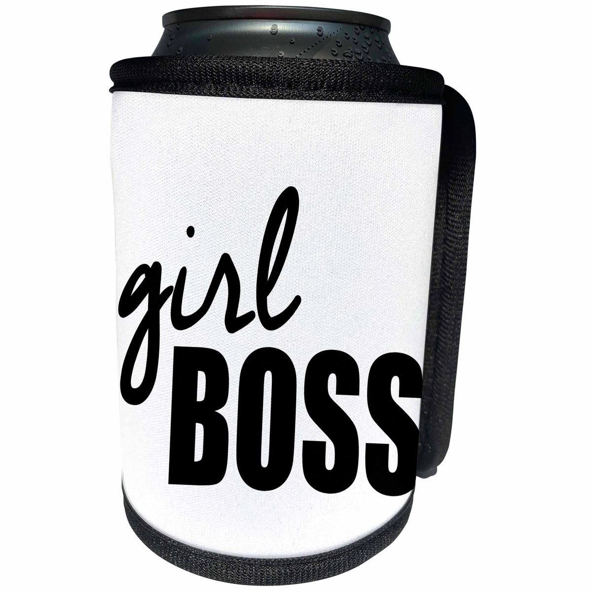 3dRose Office Humor - Girl Boss Black - Can Cooler Bottle Wrap (cc_274550)
