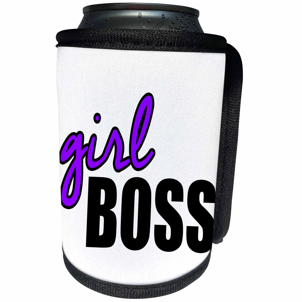 3dRose Office Humor - Girl Boss Purple - Can Cooler Bottle Wrap (cc_274553)