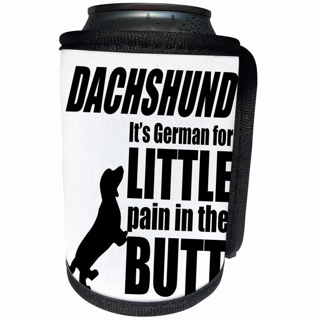 3dRose Pet Humor - Dachshund Its German Black - Can Cooler Bottle Wrap (cc_274555)
