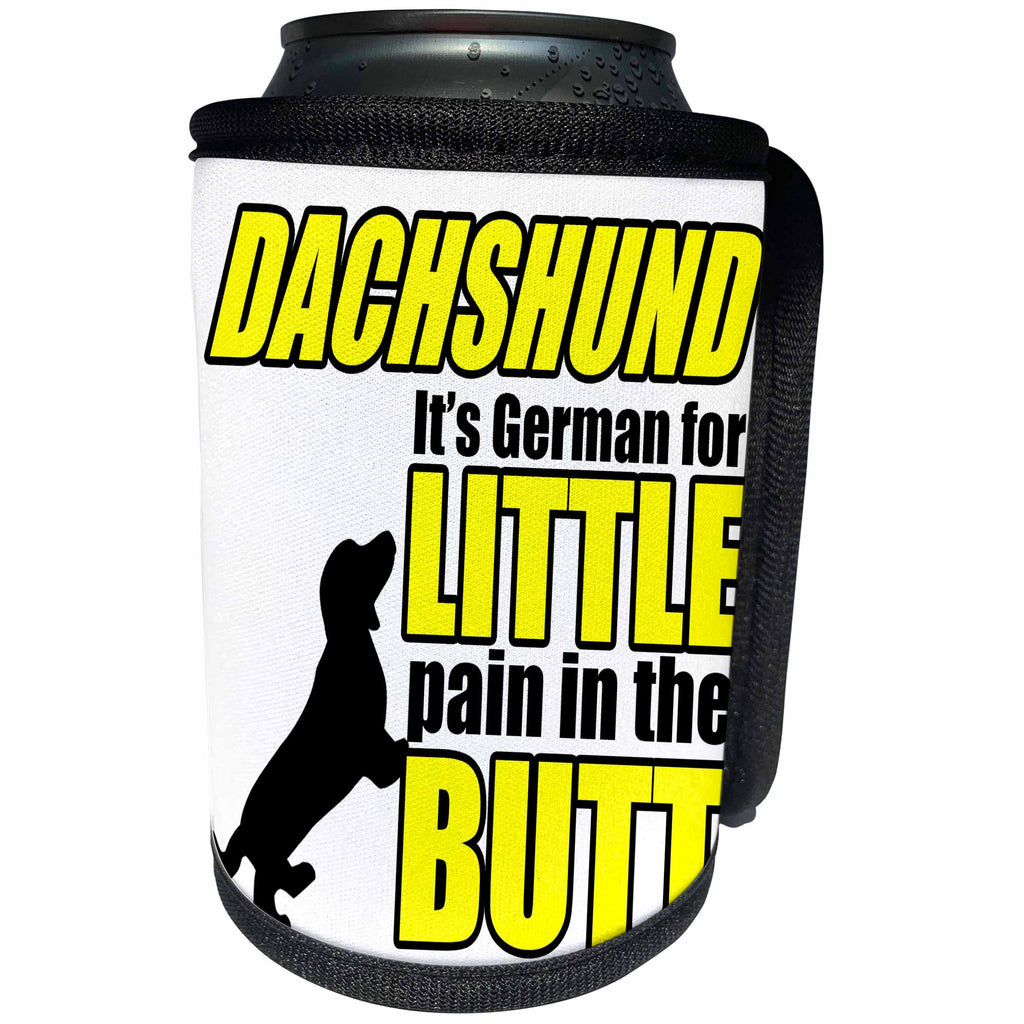 3dRose Pet Humor - Dachshund Its German Yellow - Can Cooler Bottle Wrap (cc_274558)
