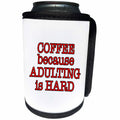 3dRose Office Humor - Coffee Because Adulting Red - Can Cooler Bottle Wrap (cc_274569)
