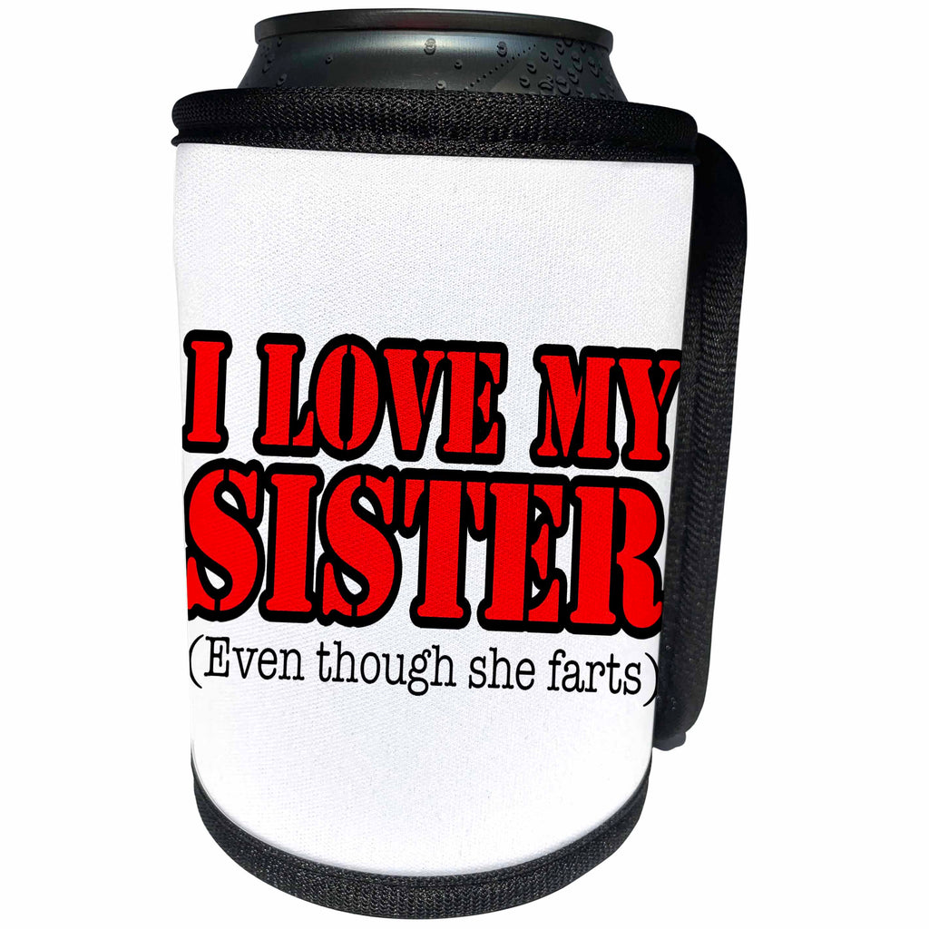 3dRose Family - I Love My Sister Red - Can Cooler Bottle Wrap (cc_274585)