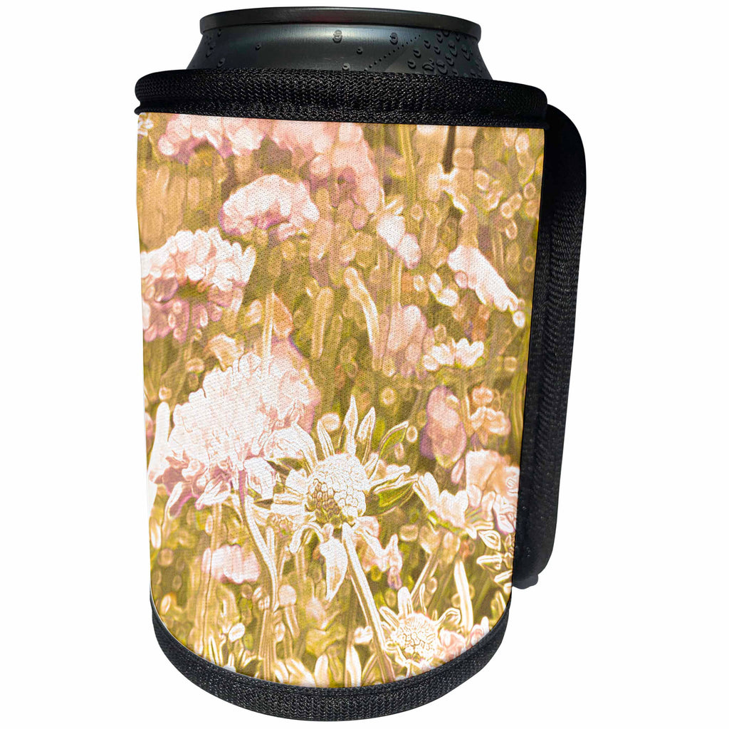 3dRose Patricia Sanders Creations - Gold Floral Expression Art - Can Cooler Bottle Wrap (cc_27460)