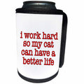3dRose Pet Humor - I Work Hard So My Cat Red - Can Cooler Bottle Wrap (cc_274601)