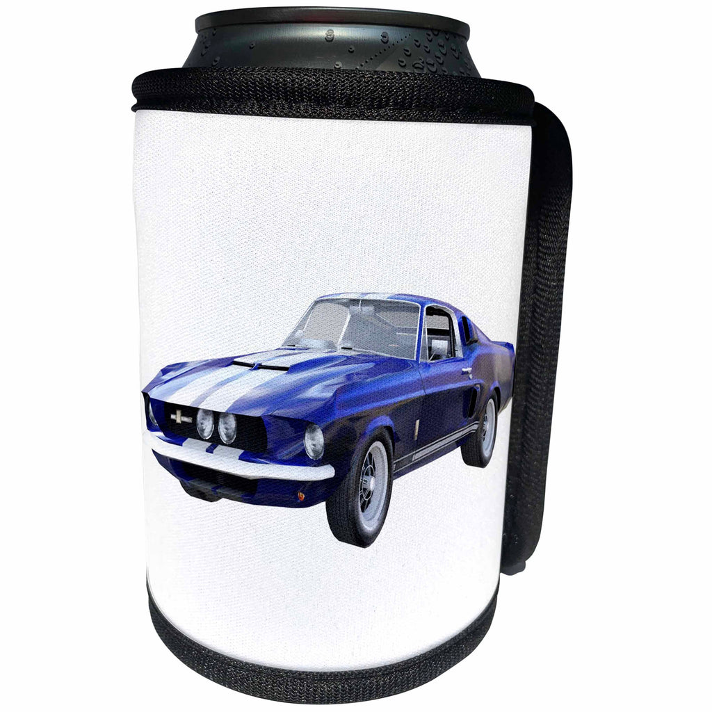 3dRose Boehm Graphics Car - 1967 Blue Sports Car - Can Cooler Bottle Wrap (cc_274603)