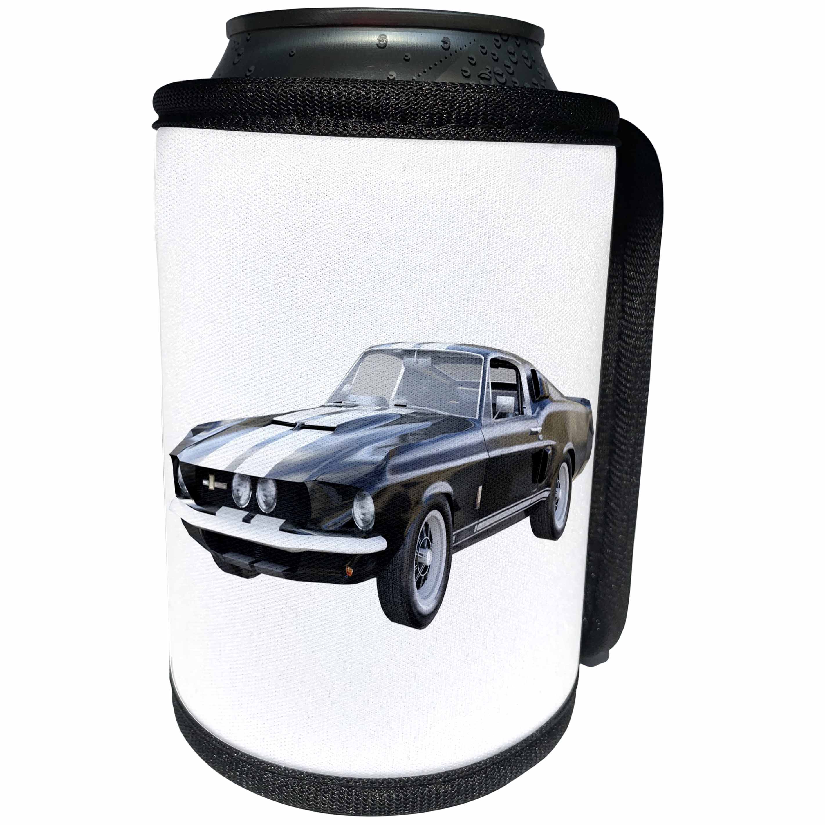 3dRose Boehm Graphics Car - 1967 White and Black Sports Car - Can Cooler Bottle Wrap (cc_274607)