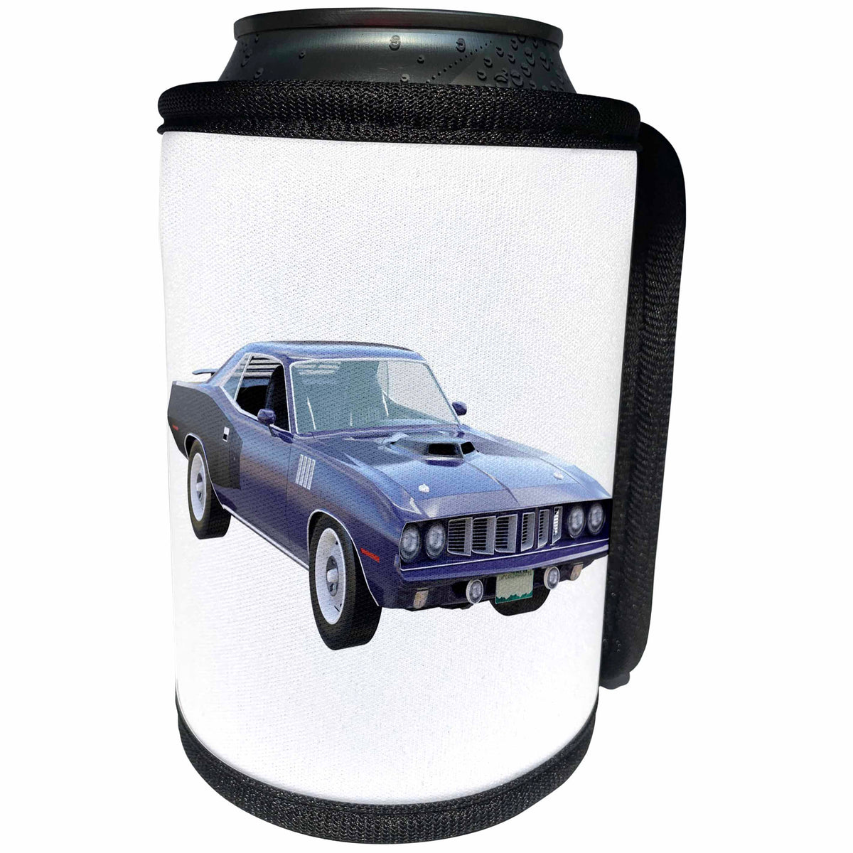 3dRose Boehm Graphics Car - 1971 Muscle Car Dark Blue - Can Cooler Bottle Wrap (cc_274608)