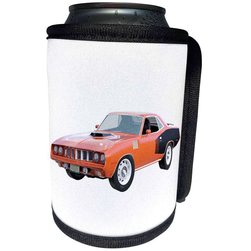 3dRose Boehm Graphics Car - 1971 Muscle Car Orange - Can Cooler Bottle Wrap (cc_274615)