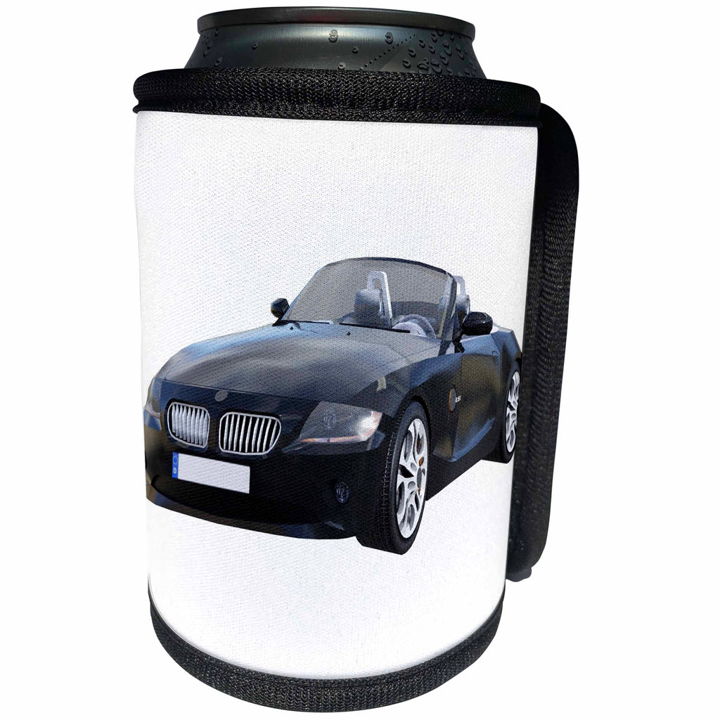 3dRose Boehm Graphics Car - Euro Sports Car Convertible Black - Can Cooler Bottle Wrap (cc_274630)