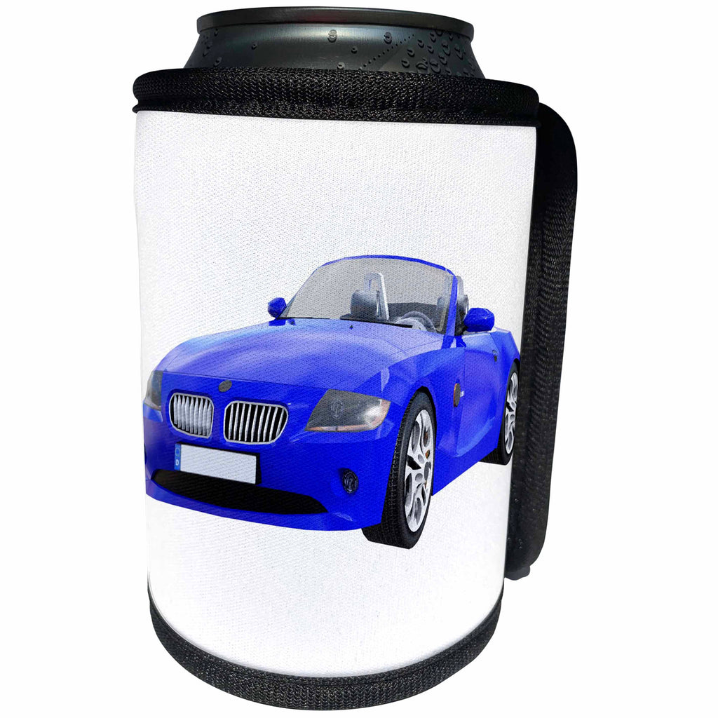 3dRose Boehm Graphics Car - Euro Sports Car Convertible Dark Blue - Can Cooler Bottle Wrap (cc_274631)