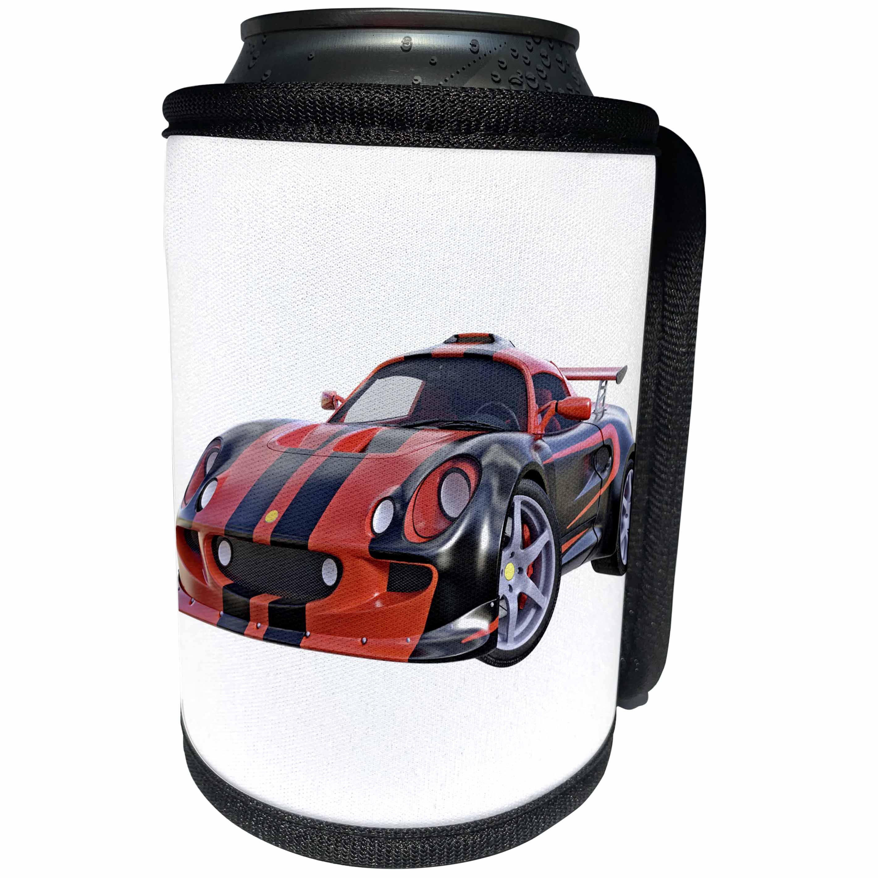 3dRose Boehm Graphics Car - Racing Sports Car Red and Black - Can Cooler Bottle Wrap (cc_274641)
