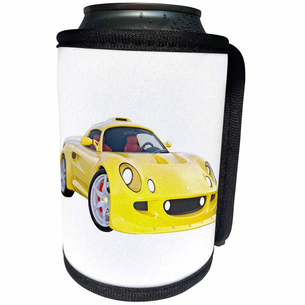 3dRose Boehm Graphics Car - Racing Sports Car Yellow - Can Cooler Bottle Wrap (cc_274650)