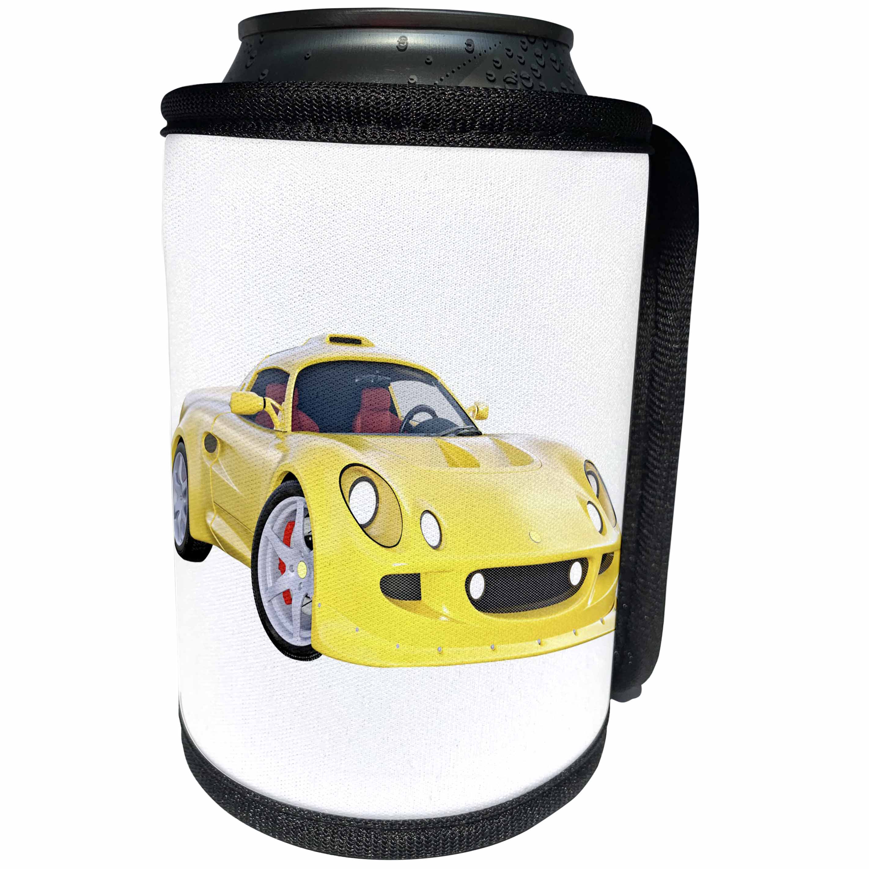 3dRose Boehm Graphics Car - Racing Sports Car Yellow - Can Cooler Bottle Wrap (cc_274650)