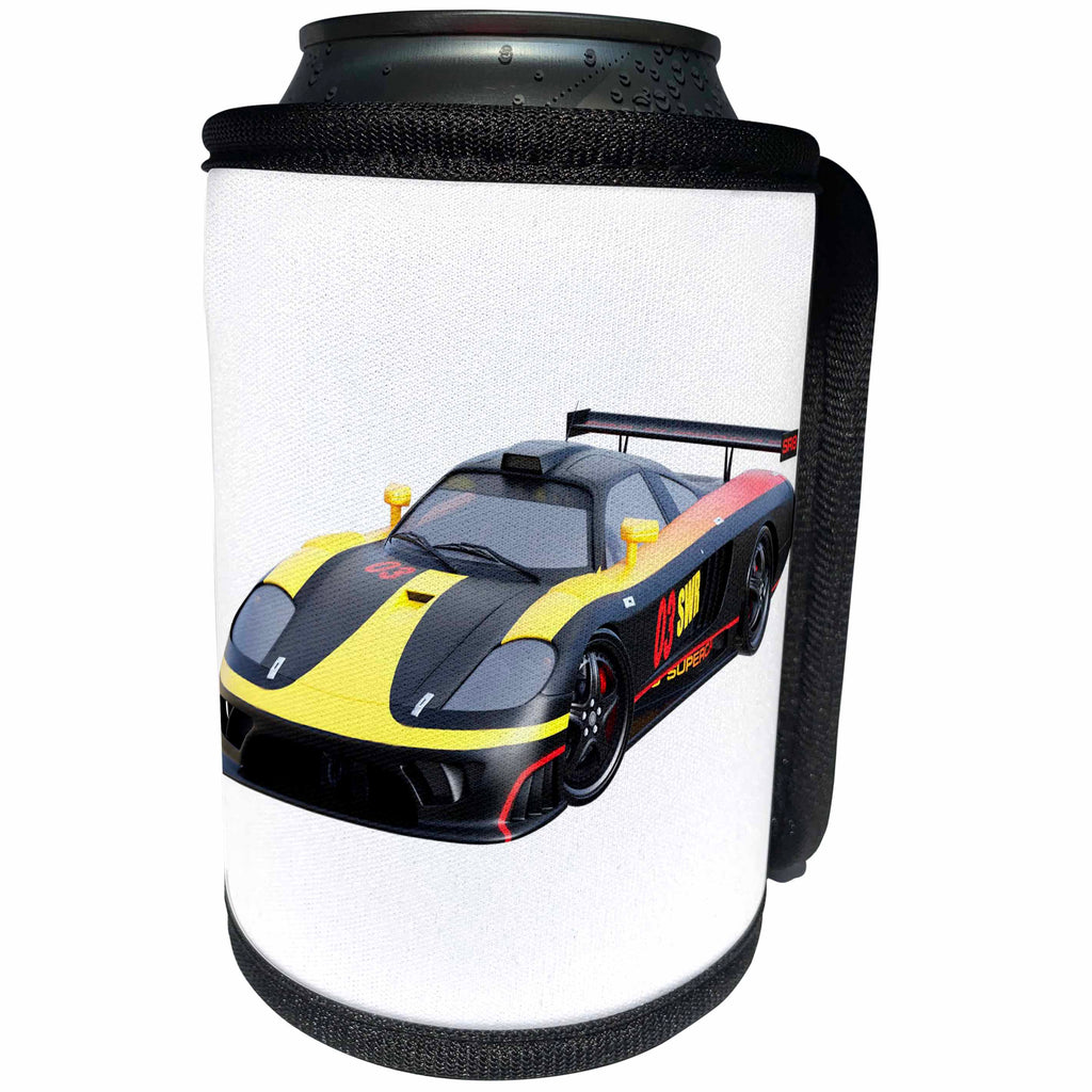 3dRose Boehm Graphics Car - High Speed Sports Car Black and Yellow - Can Cooler Bottle Wrap (cc_274659)