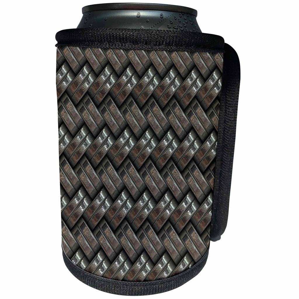 3dRose Andrea Haase Abstract Graphics - Image of Surface Of Silver Woven Metal - Can Cooler Bottle Wrap (cc_274691)