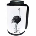 3dRose Andrea Haase Animals Illustration - Ostrich Vintage Black and White Drawing - Can Cooler Bottle Wrap (cc_274697)
