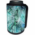 3dRose Andrea Haase Animals Illustration - Leopard And Palm Leaves - Can Cooler Bottle Wrap (cc_274699)