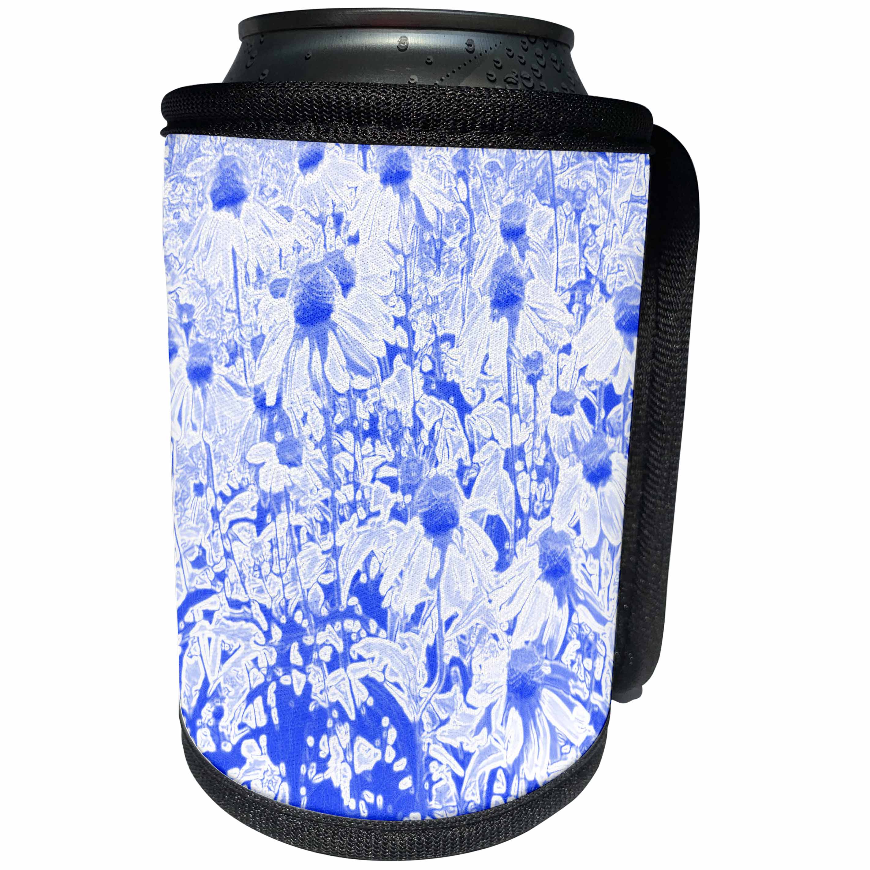 3dRose Patricia Sanders Creations - Blue Echinaceas Floral Art - Can Cooler Bottle Wrap (cc_27470)