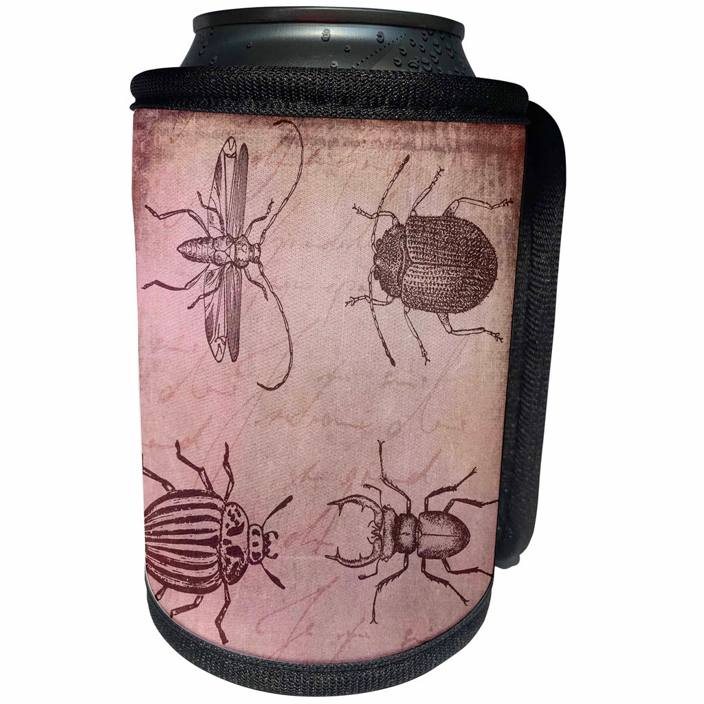 3dRose Andrea Haase Animals Illustration - Vintage Beetle And Bug Illustration - Can Cooler Bottle Wrap (cc_274702)