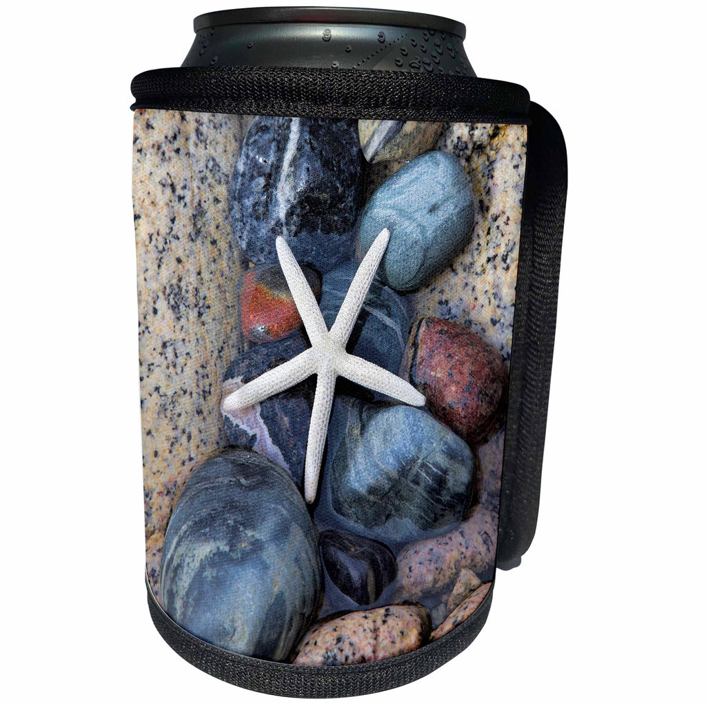 3dRose Andrea Haase Nature Photography - White Starfish On Pebble - Can Cooler Bottle Wrap (cc_274825)