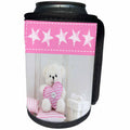 3dRose Andrea Haase Still Life Photography - Cute White Little Teddy Bear With Heart And Gift Box - Can Cooler Bottle Wrap (cc_274833)